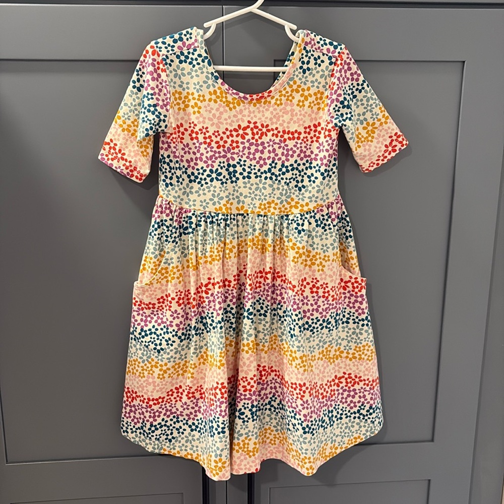 Hanna Andersson Girls Dress 6-7 Multicolor Floral